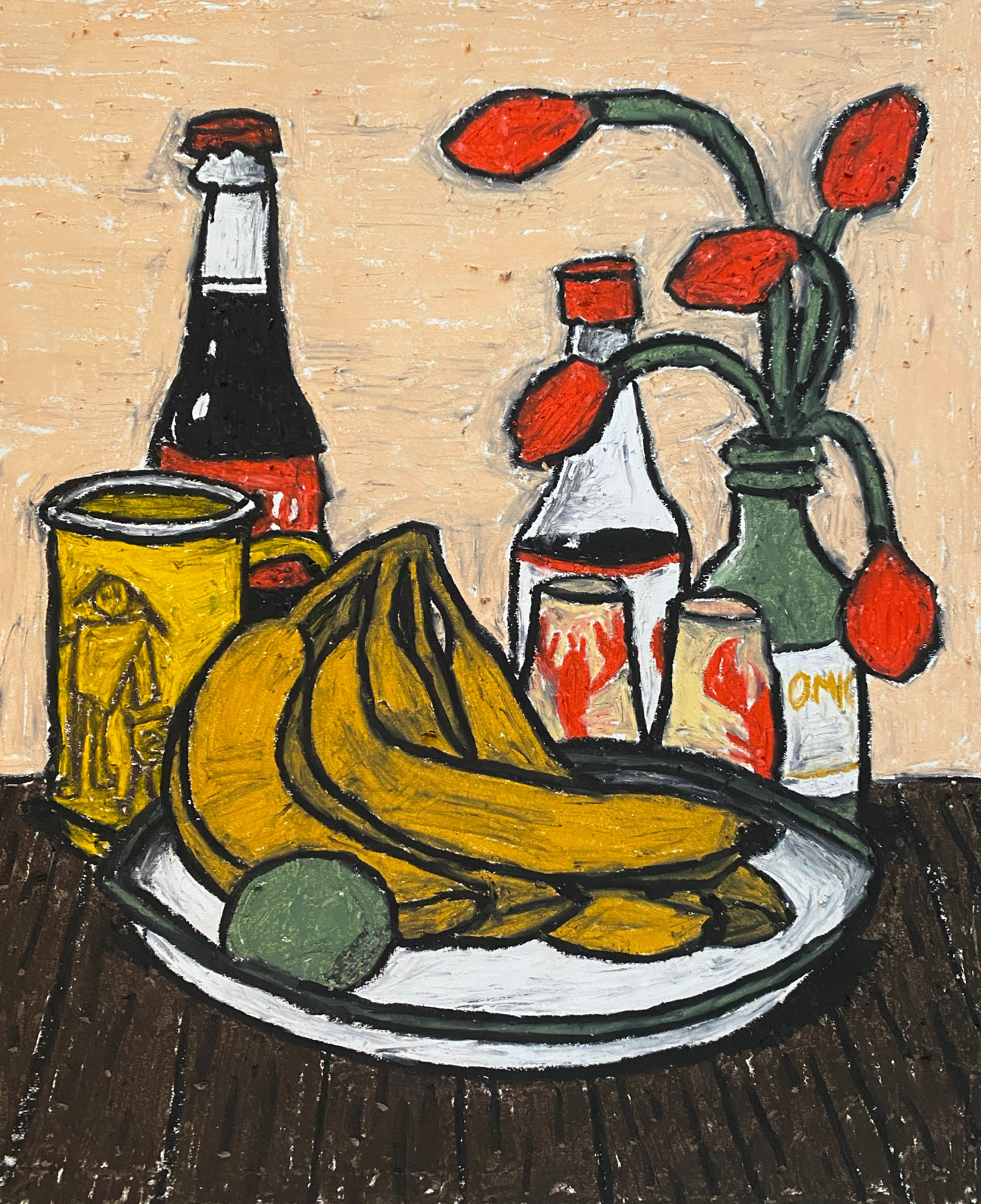 Five red tulips and Franco's cup